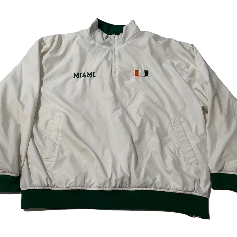 Champs White Miami U Pullover Bomber Jacket with Green & Orange Accents